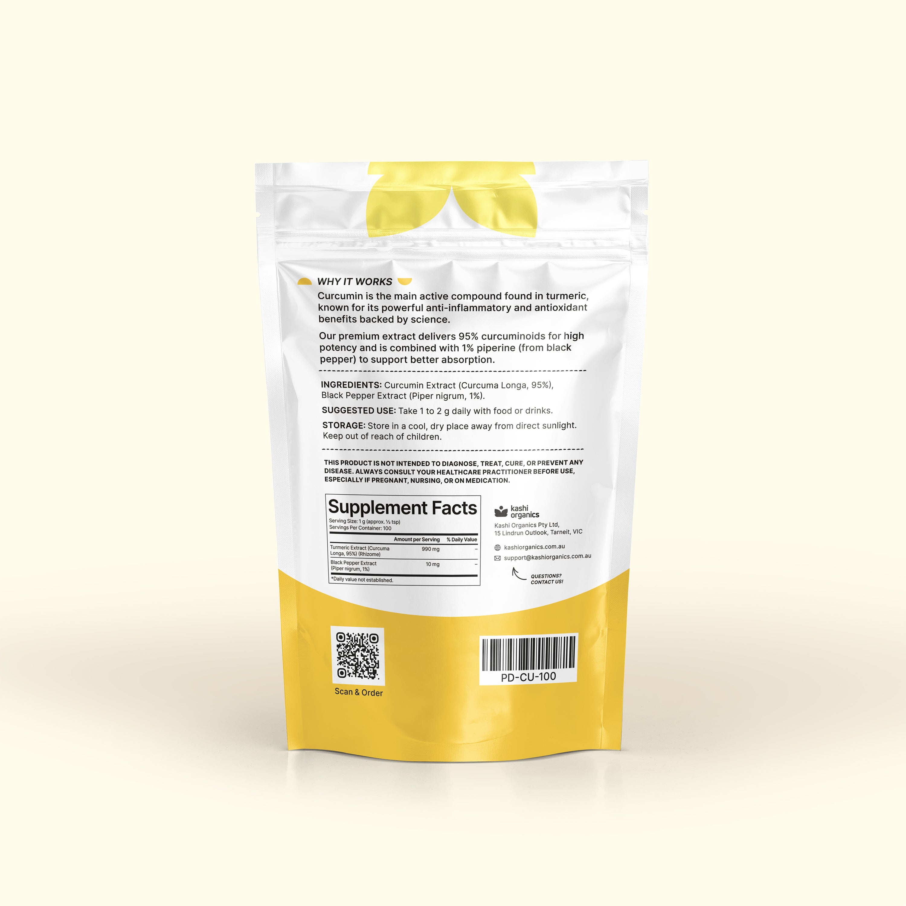 Premium Turmeric Extract – Curcumin 95% + 1% Piperine Powder